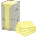 Post it self-stick notes 100% greener 76 x 76mm yellow pack 16