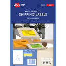 Avery 35999 L7167 laser fluro yellow shipping labels 1 per sheet 199.6 x 289.1mm pack 25 sheets