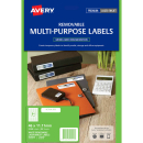 Avery 959053 L7656 removable white media labels 84 per sheet 46 x 11.11mm pack 25 sheets