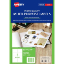 Avery 959765 L7765 laser glossy white parcel labels 8 per sheet 99.1 x 67.7mm pack 25 sheets