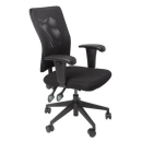 Rapidline operator mesh chair medium back with adjustable arms black