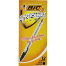Bic cristal ballpoint pen medium black box 12