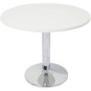 Rapidline round table 900mm stainless steel base natural white top