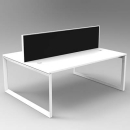 Rapid infinity 2 person double sided modular loop leg workstation with screens 1800 x 700mm white