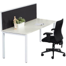 Rapid infinity 1 person single sided modular profile leg workstation with screens 1200 x 700mm white