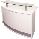 Rapidline modular reception counter with glass shelf 1339 x 872 x 935 white