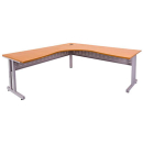 Rapid span c leg corner desk metal modesty panel 1800 x 1800 x 700mm beech/silver