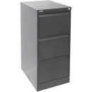 Go steel filing cabinet 3 drawer 460 x 620 x 1016mm black ripple