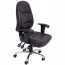 Rapidline ergonomic task chair high back slide seat with chrome base and adjustable arms pu black