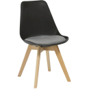 Rapidline virgo break out chair oak coloured timber leg with polypropylene shell seat black/grey