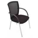 Rapidline visitor chair mesh back 4 leg chrome with arms black