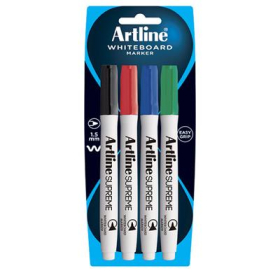 Artline supreme white board markers bullet 1.5mm assorted pack 4 #ASWP4