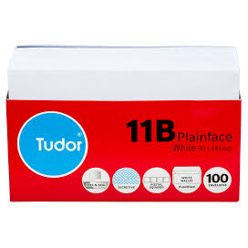 Tudor 11B Plain Envelopes peal n seal secretive 90 x 145mm white tray 100 #112272