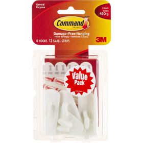 Command adhesive hooks small value pack 6 #3M17002VP