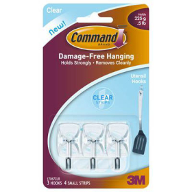 Command adhesive wire hooks small hooks with clear strips #3M17067CLR
