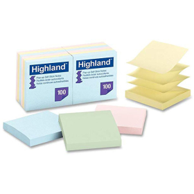 Highland pop-up notes 76 x 76mm assorted pastel pack 12 #H6549PUA