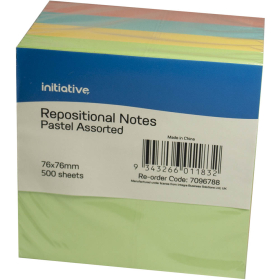 Initiative self-stick notes 76 x 76mm pastel pack 500 #I7096788