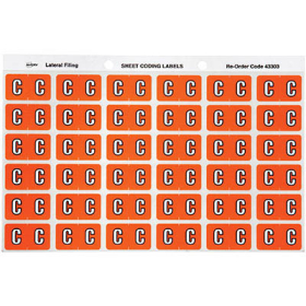 Avery 43303 label side tab 'C' colour code 25 x 38mm orange pack 180 #A43303