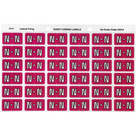 Avery 43314 label side tab 'N' colour code 25 x 38mm magenta pack 180 #A43314