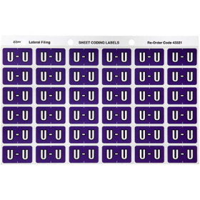 Avery 43321 label side tab 'U' colour code 25 x 38mm purple pack 180 #A43321