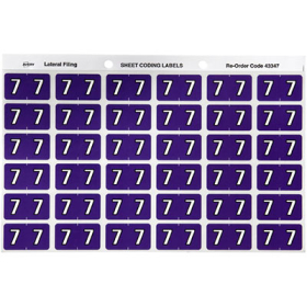 Avery 43347 label side tab no.'7' colour code 25 x 38mm purple pack 180 #A43347