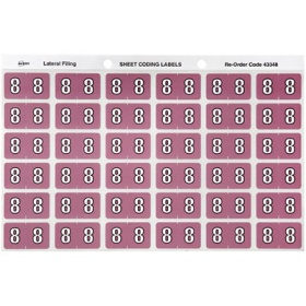 Avery 43348 label side tab no.'8' colour code 25 x 38mm mauve pack 180 #A43348