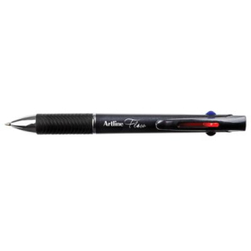Artline flow retractable ballpoint pen medium 1.0mm 4-colour charcoal #AF4CC