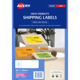 Avery 35952 L7162 laser fluro pink address labels 16 per sheet 99.1 x 34mm pack 25 sheets #AL7162FP