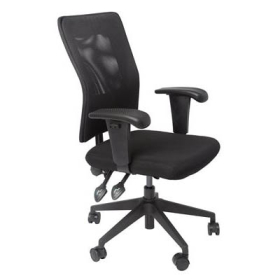 Rapidline operator mesh chair medium back with adjustable arms black #RLAM100BK