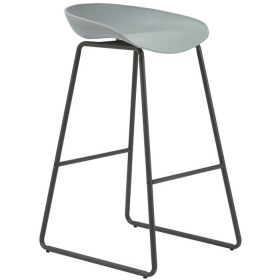 Rapidline aries bar stool black powder coated frame with polypropylene shell seat grey #RLARIESSTOOLGREY
