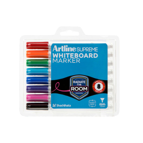 Artline supreme whiteboard markers bullet point 1.5mm asst pack 8 #ASWP8