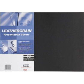 Gbc binding cover leathergrain A3 300gsm pack 25 black #BCA3B25