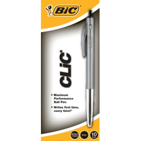 Bic clic retractable ballpoint pen medium 1.0mm black #BCLICB