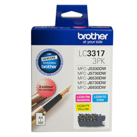Brother lc-33173pk inkjet cartridge colour value pack 3 colour #BLC33173PK