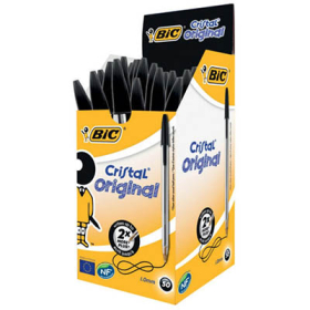 Bic cristal ballpoint pen medium black box 50 #BMB50