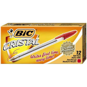 Bic cristal ballpoint pen medium red box 12 #BMR