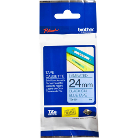 Brother tze-551 laminated labelling tape 24mm black on blue #TZ551