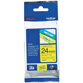 Brother tze-651 laminated labelling tape 24mm black on yellow #TZ651
