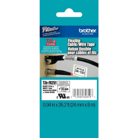 Brother tze-fx251 flexibile labelling tape 24mm black on white #TZFX251