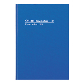 Collins kingsgrove hardcover diary A5 2 day to page blue #C281