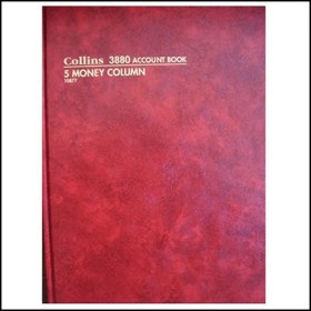 Collins 3880 series account book A4 84 leaf 5 money column red #C38805