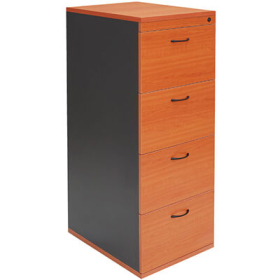 Rapidline worker filing cabinet 4 drawer lockable 465 x 600 x 1300mm beech/ironstone #RLC4FCBI