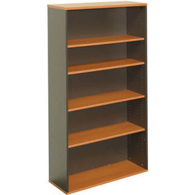 Rapid worker bookcase 4 shelf 900 x 315 x 1800mm cherry/ironstone #RLCBC18CI