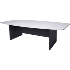 Rapid worker boat shaped boardroom table ironstone base 2400 x 1200 x 730mm white/ironstone #RLCBT2412W