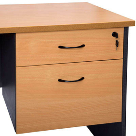 Rapid worker desk pedestal fixed 2 drawers lockable 465 x 447 x 454mm beech/ironstone #RLCDKP1D1FBI
