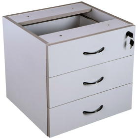 Rapid vibe desk pedestal fixed 3 box drawers lockable 465 x 447 x 454mm grey #RLCDKP3DG