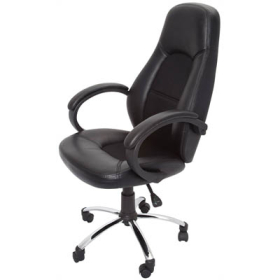 Rapidline executive chair high back single point lock with chrome base pu black #RLCL410BPU
