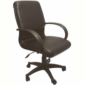 Rapidline executive chair medium back single point tilt lock pu black #RLCL610BPU