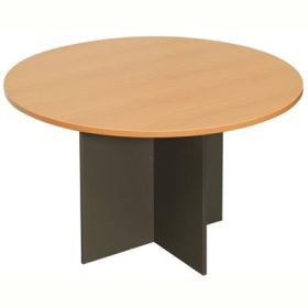Rapid worker round meeting table 1200mm beech/ironstone #RLCRM12B