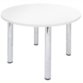 Rapid worker round chrome leg table 900mm white #RLCRT9W